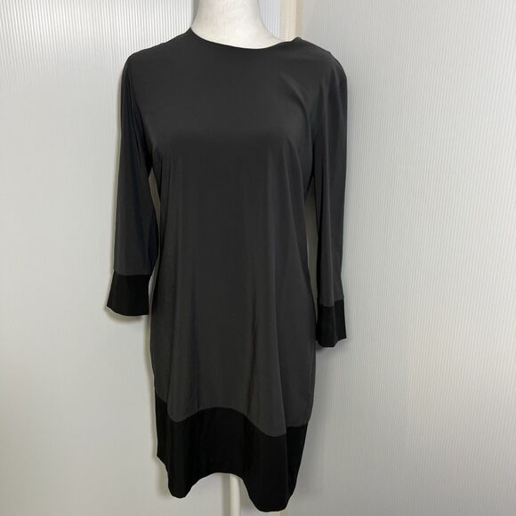 Armani Exchange Size 4 Black Shift Dress Minimalist Long Sleeve Career Capsule - Picture 1 of 7